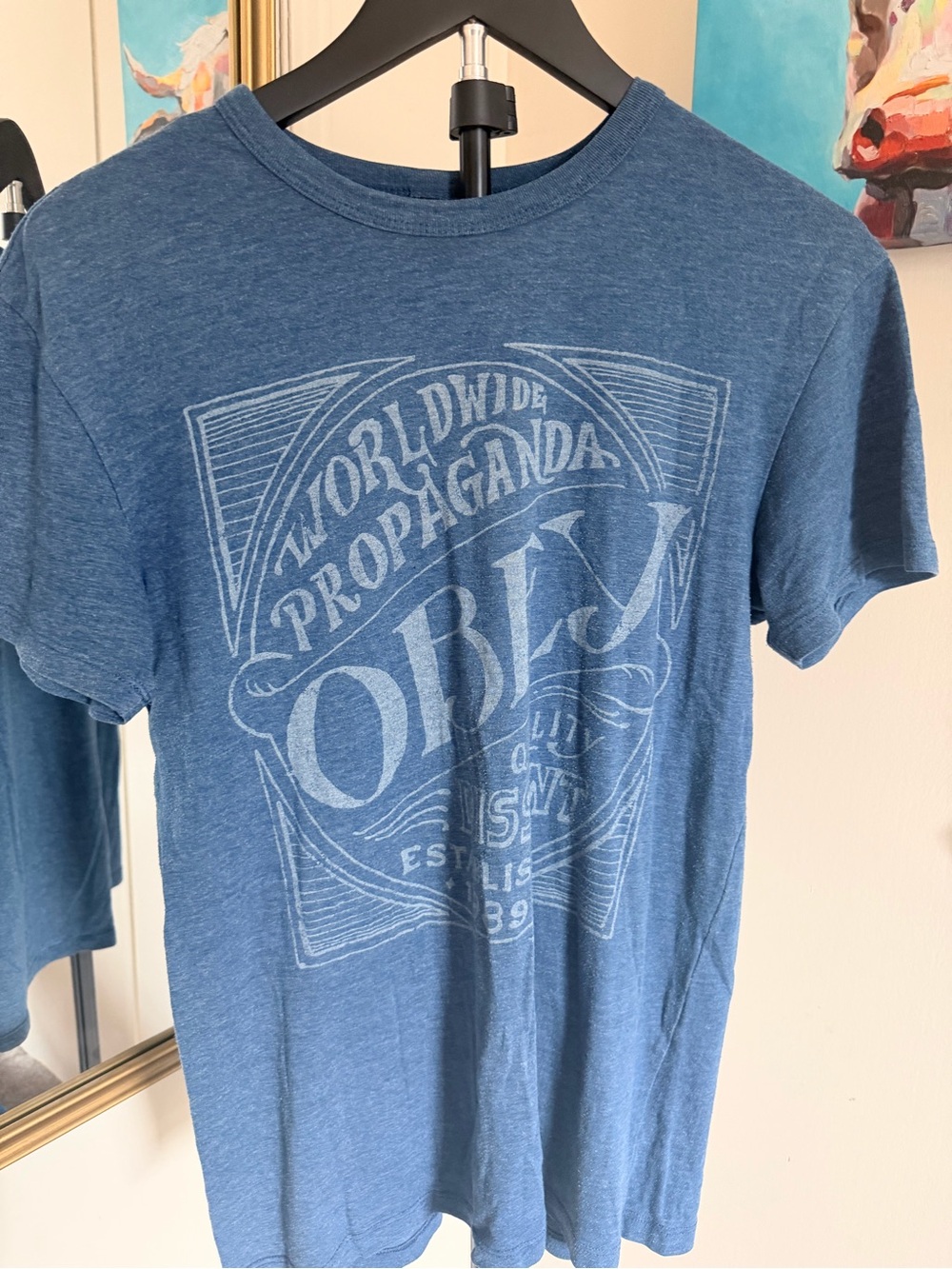 Obey Worldwide Propaganda Blue Graphic T-Shirt Men’s Small